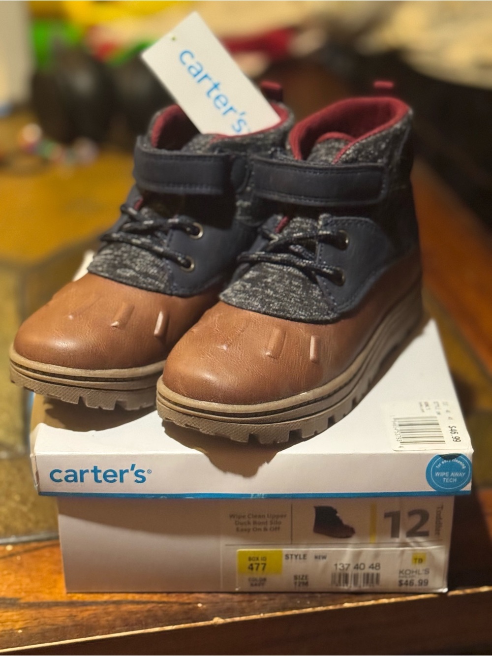 Carter's Brown, Navy & Maroon Toddler Ankle Boots size 12